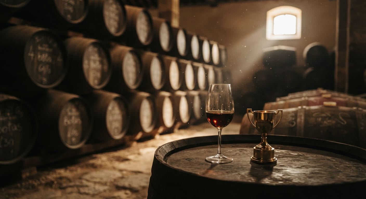 foto: Bodega histórica del Marco de Jerez con visitantes en recorrido enoturístico | motivo: Ilustra los veinte años de trabajo conjunto de la Ruta del Vino y el Brandy en el desarrollo del enoturismo jerezano